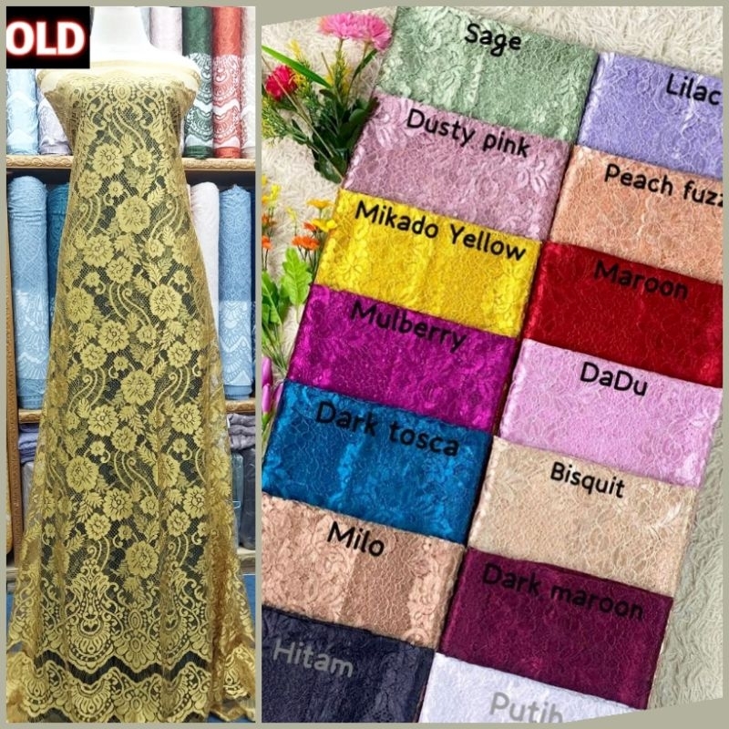 Brokat Semifrancis Metalik Glossy Kain Bahan Kebaya Brokat Semiprancis