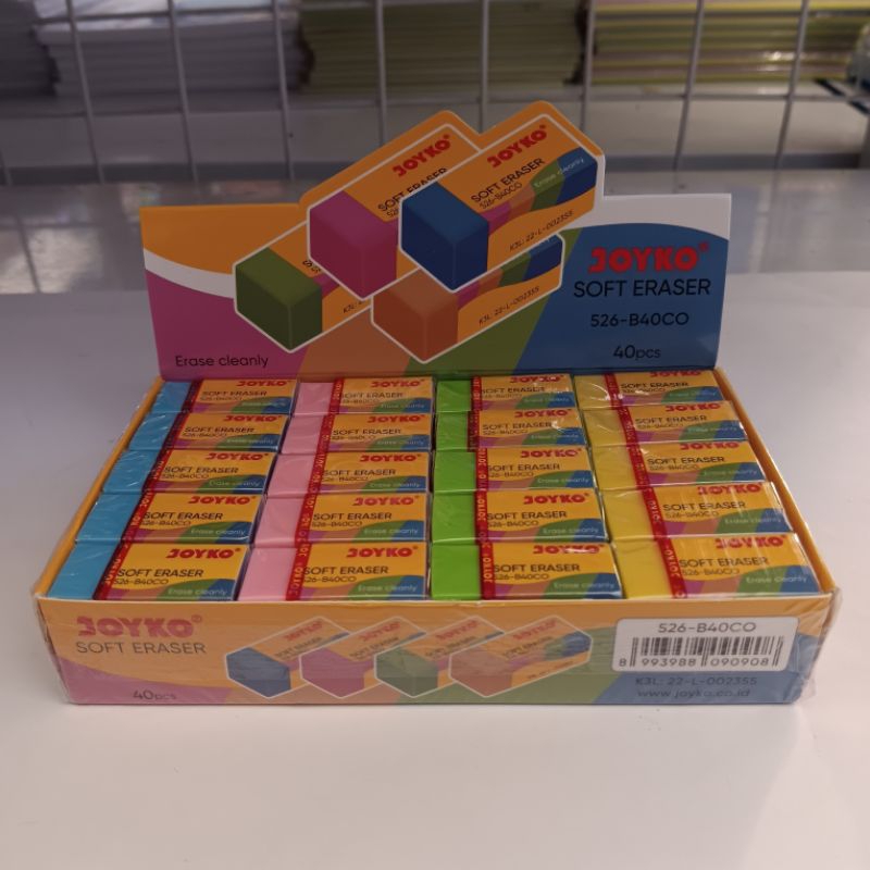 

Penghapus Mini JOYKO 526-B40CO Bahan Lembut Penghapus Warna [1Pak isi 40 Pcs]