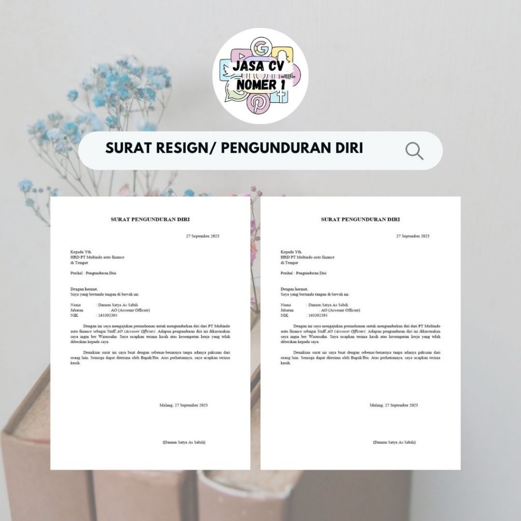 

JASA SURAT PENGUNDURAN DIRI