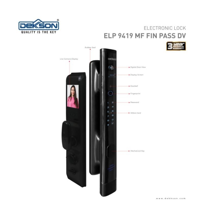Electronic Lock Dekkson ELP 9419 MF FIN PASS DV BLACK / DUMMY 9419 BLACK / ELP 9419 MF FIN PASS DV D