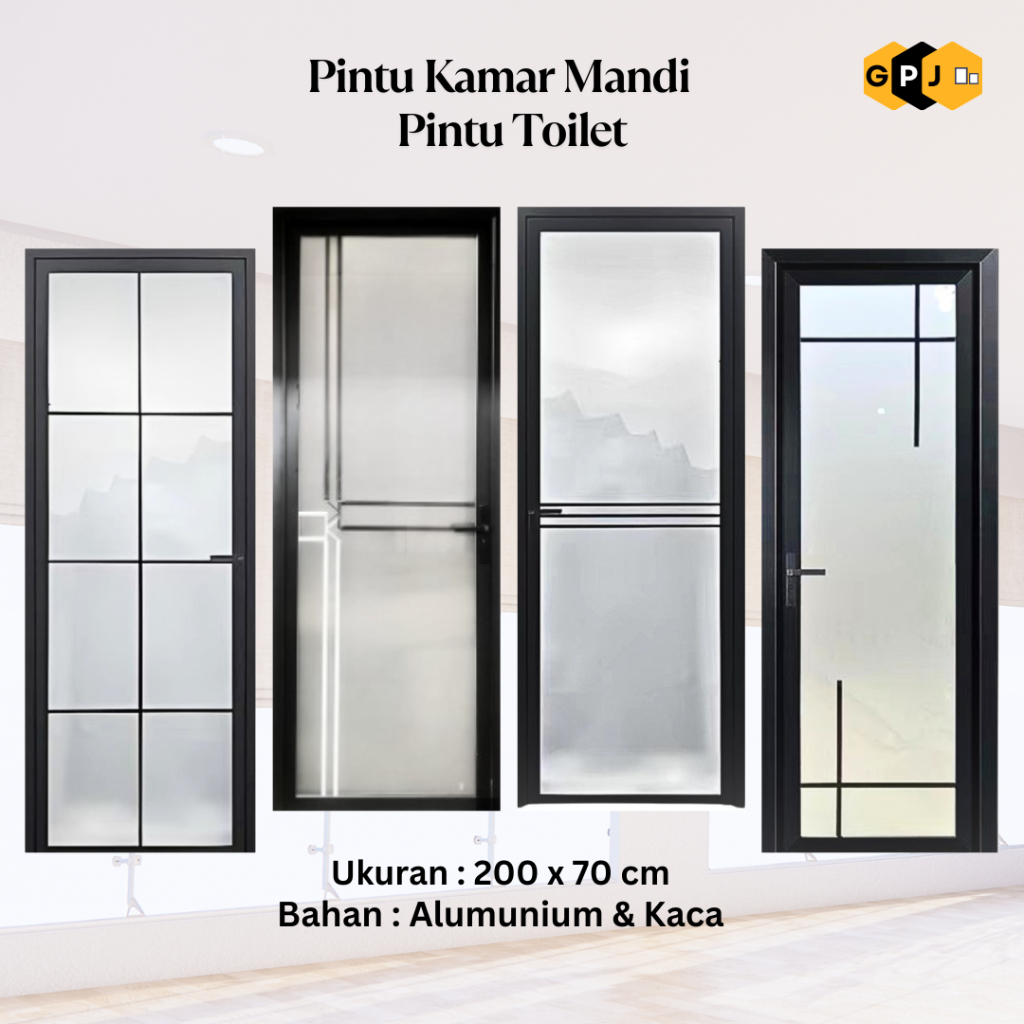 PINTU KAMAR MANDI / PINTU TOILET / PINTU KACA / PINTU ALUMUNIUM / PINTU KAMAR MANDI FULLSET HANDLE