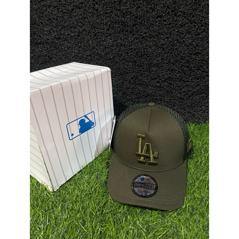 Logo LA Hijau Army Bahan Hijau Army Trucker Hijau Army Topi Premium MLB