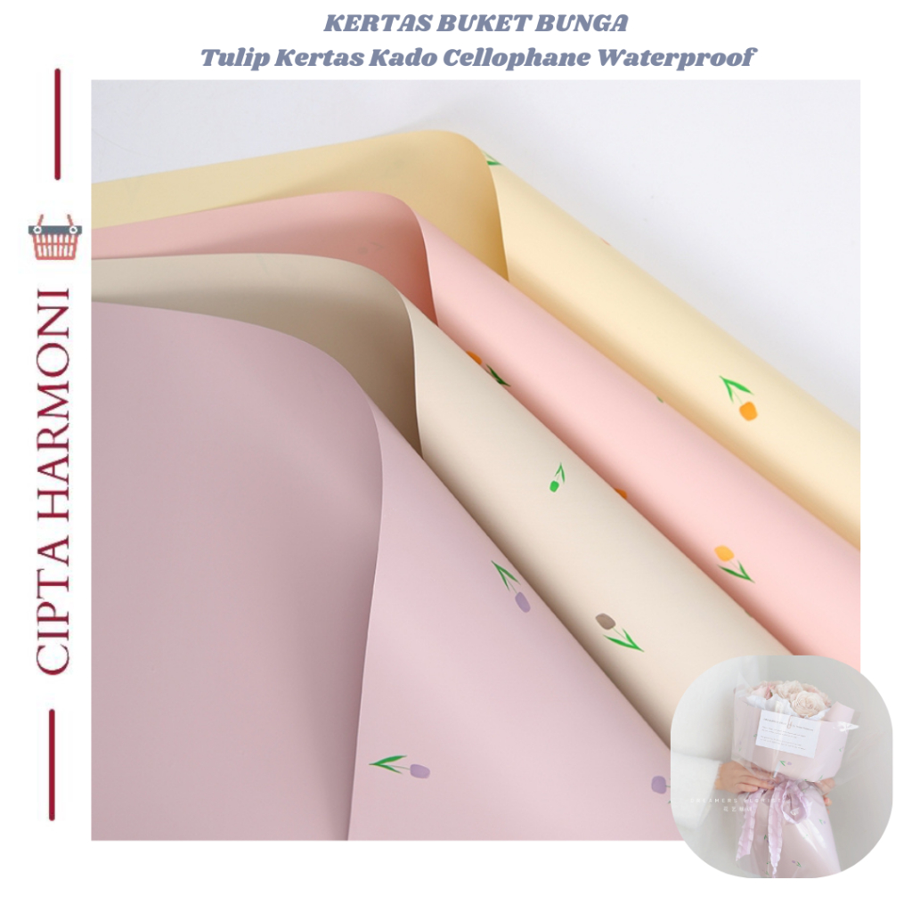 

20 LEMBAR Kertas Buket Bunga Flower Wrapping Tulip Cellophane Waterproof KB113