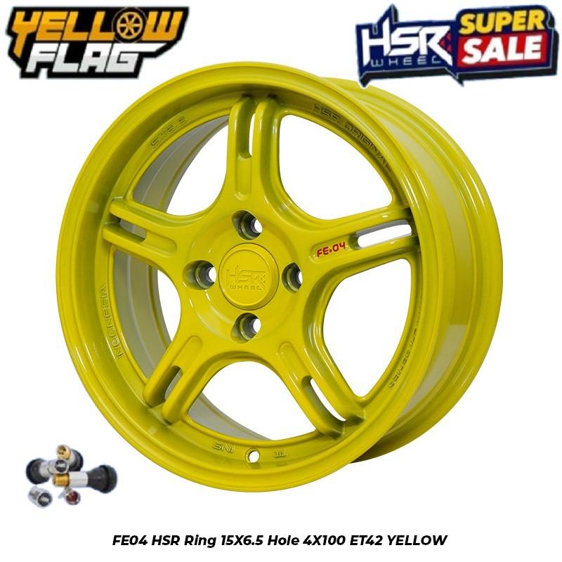 Velg Racing Hsr Wheel Fe04 R15 Pcd 4x100 Yellow Yaris Baleon Ignis Sigra Brio Agya Hsr Ring 15