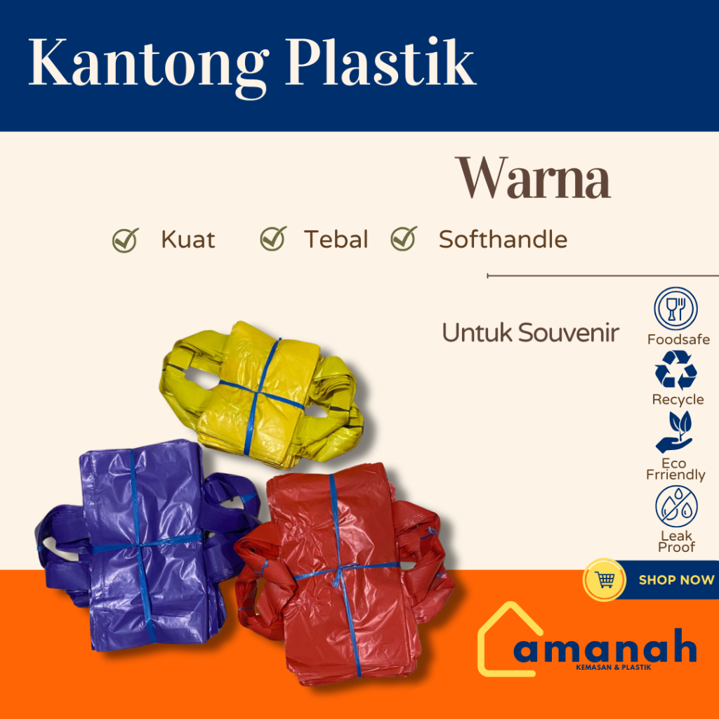 Kantong Plastik Softhandle / Kantong Plastik Souvenir Warna Ukuran 15 25 (1 IKAT)