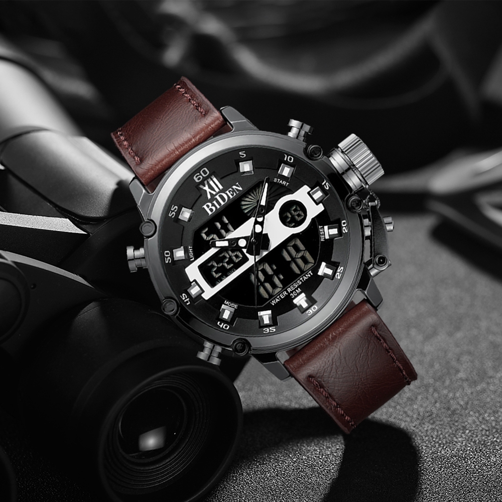 terlaris hemat biden jam tangan pria 0164 anti air sport militer analog digital luminous display