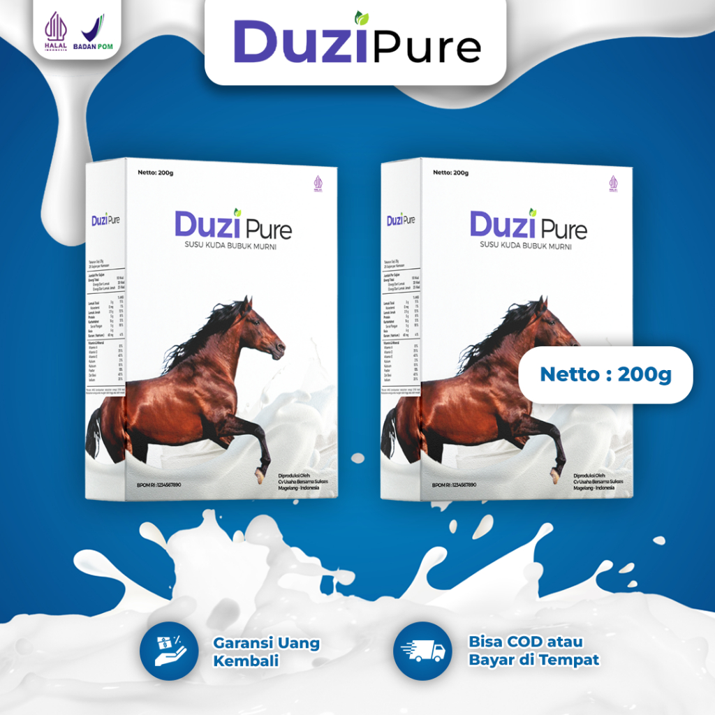 

PROMO Duzi Pure Susu Kuda Lombok Bubuk 200 Gram 1 Box Susu Kuda Liar Susu Kesehatan Tulang Sendi