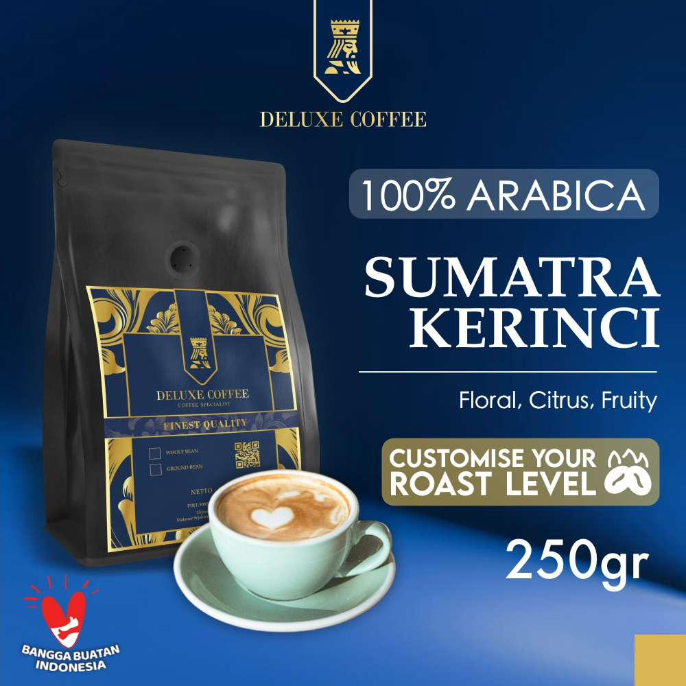 

Deluxe Coffee Biji Kopi Arabika Sumatra Kerinci 100% Arabica Whole Bean Specialty Coffee - 100 gr