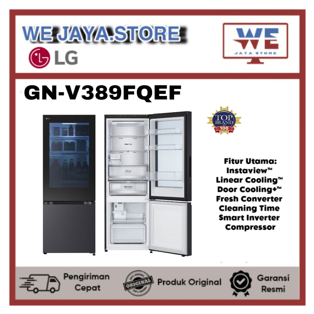 KULKAS LG 2 PINTU GN-V389FQEF LEMARI ES 2 PINTU INSTAVIEW FREEZER BAWAH