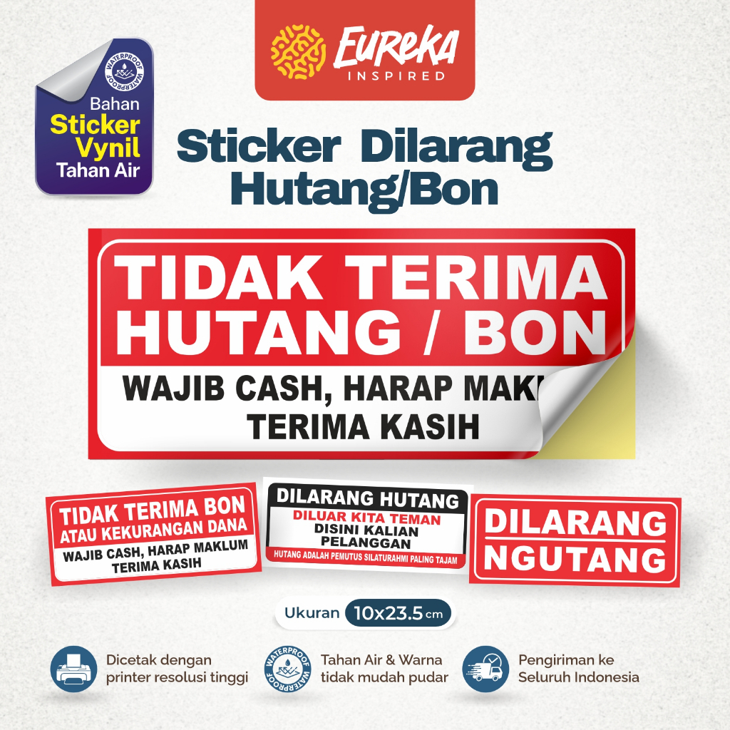 Sticker Dilarang Hutang/Bon | Tidak Menerima Hutang