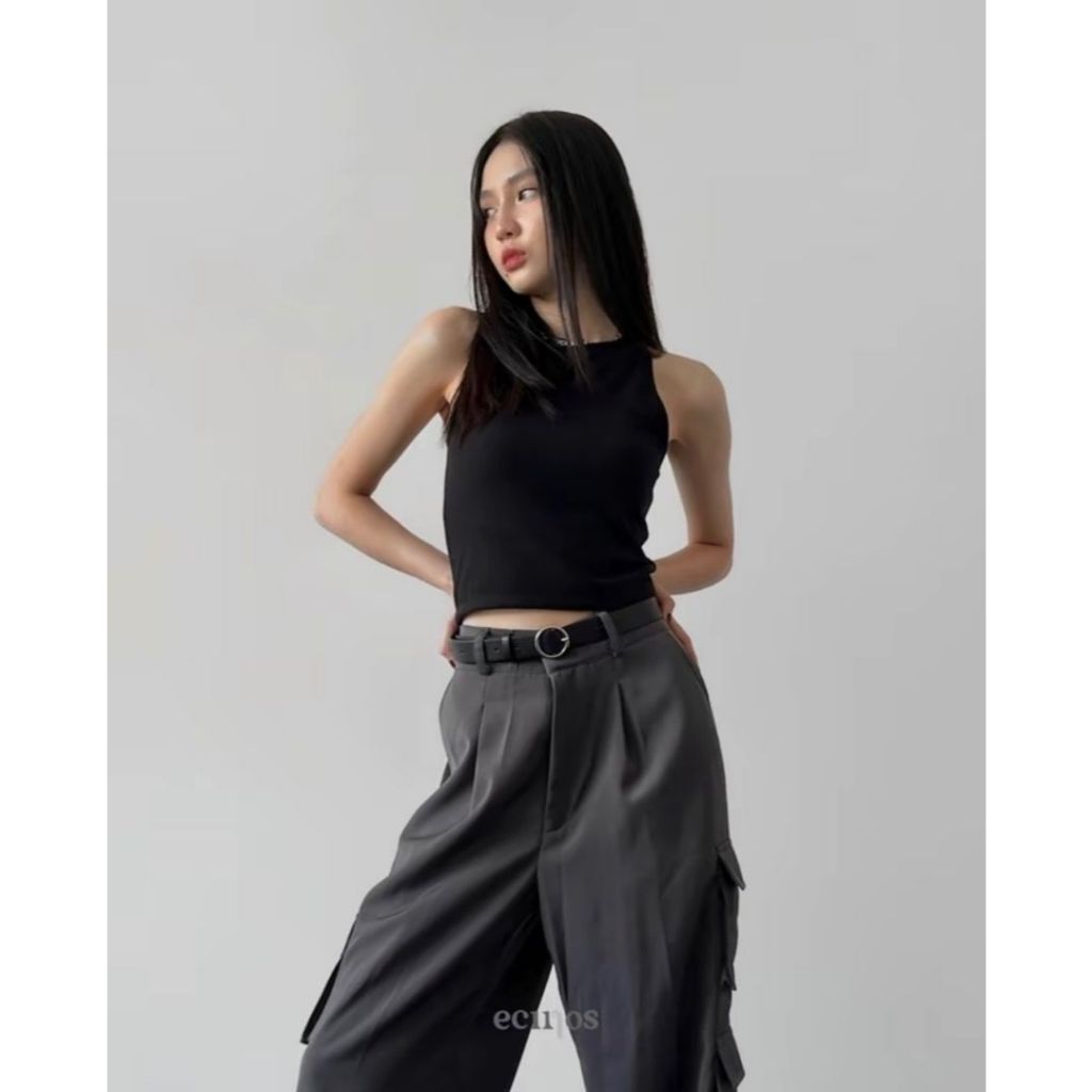 ECINOS Racer Tank Cropped Atasan Baju Wanita Preloved Promo Murahh