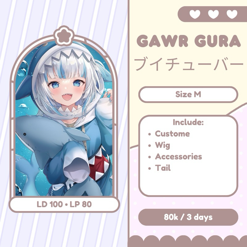 [ RENTAL ] Costume Cosplay Gawr Gura