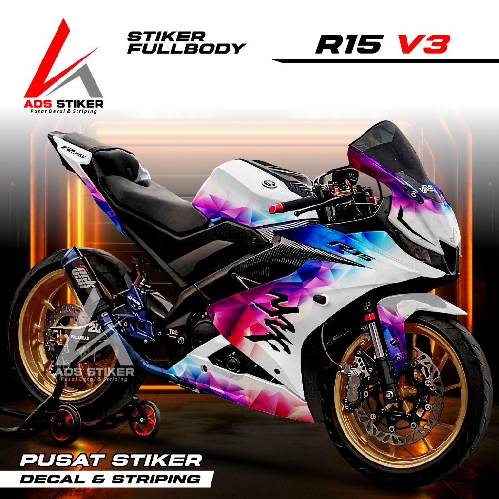 COD Decal R15 V3 Fullbody Sticker R15 V3 - Striping Skotlet R15 V3 Motip Abstraxx Hitam