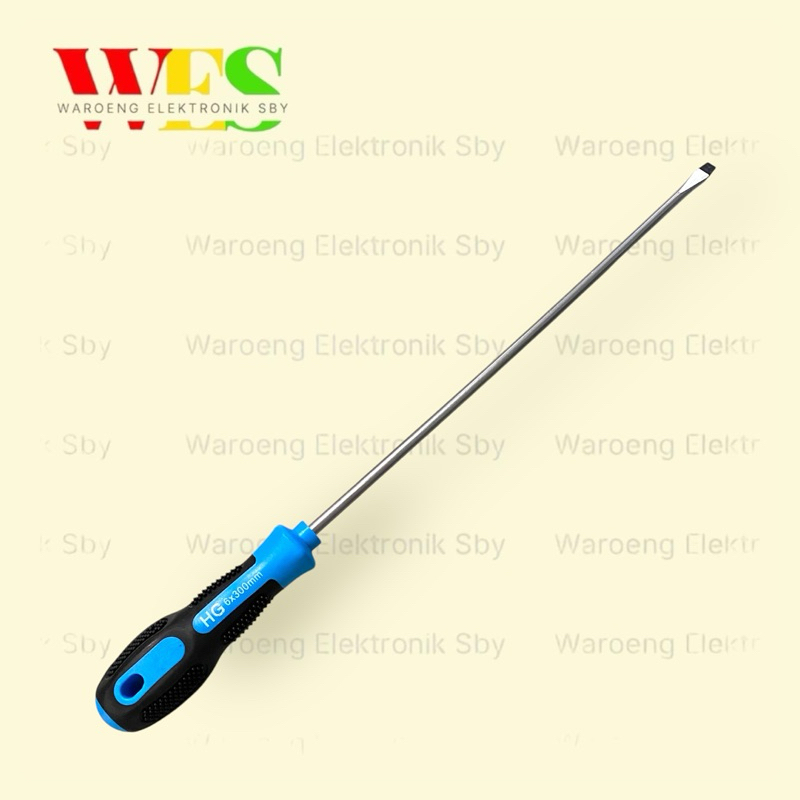 OBENG PANJANG MAGNET MINUS (-) GAGANG KARET 12 INCH BIRU