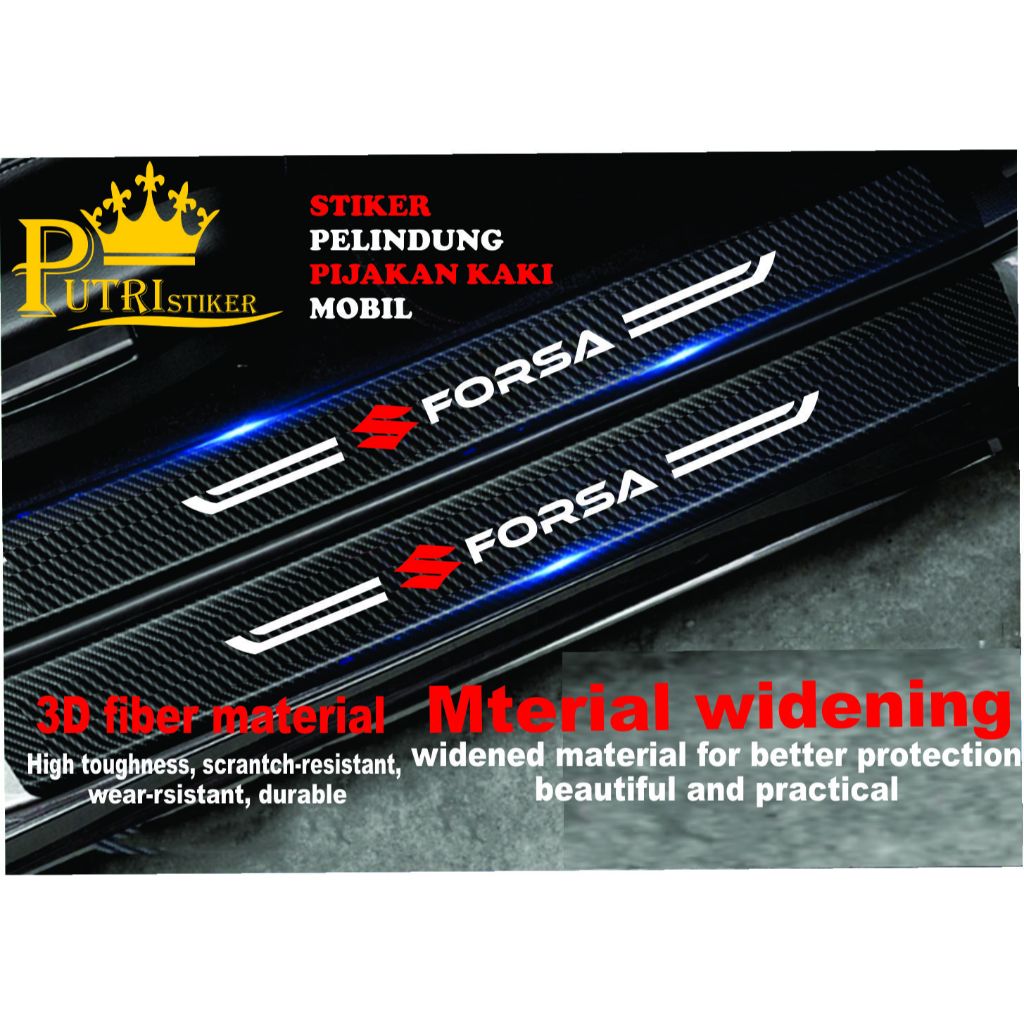 [COD]9pcs stiker carbon Suzuki Forsa stiker pelindung pintu mobil dari pijakan kaki
