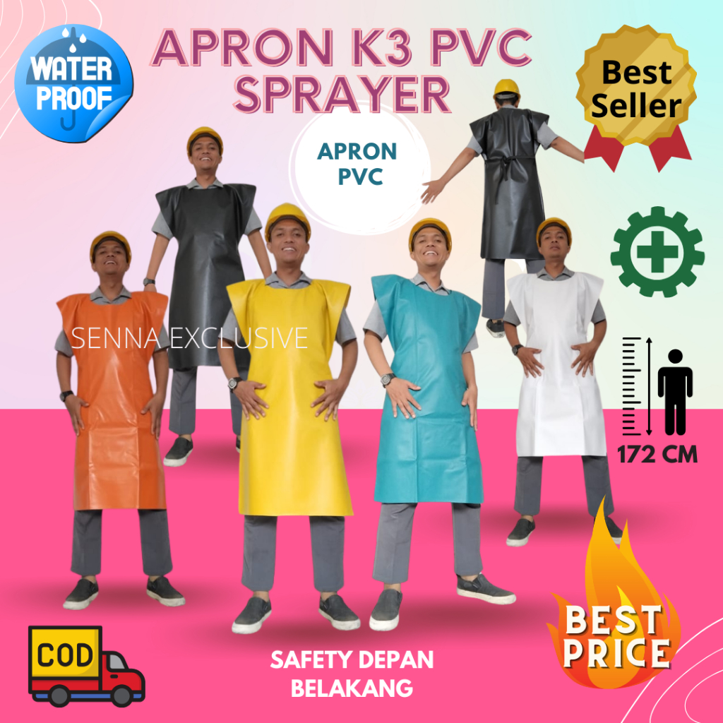 Celemek Anti Air Minyak Apron Waterproof Ponco Sprayer K3 APD Industri Semprot Bahan PVC