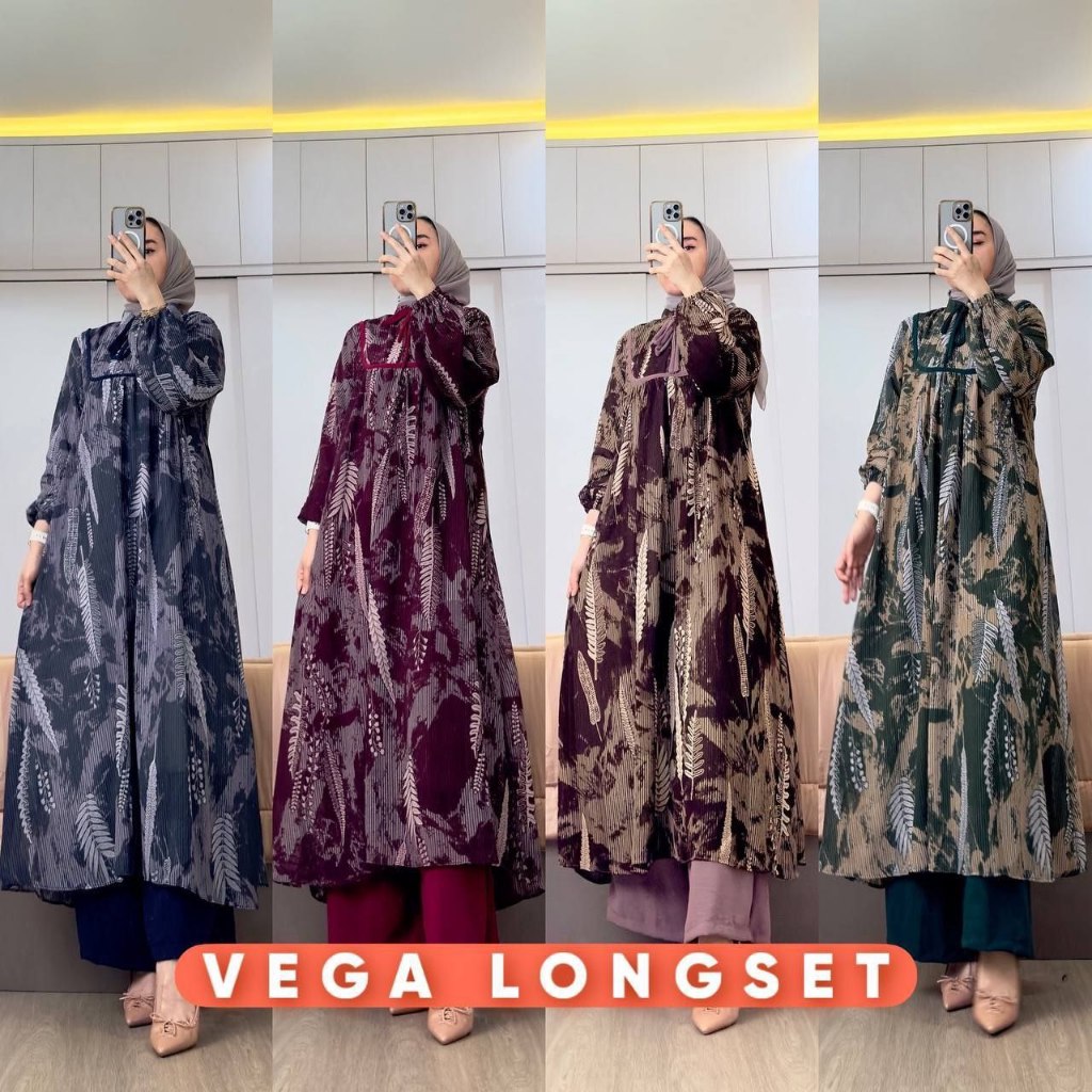 .. Setelan Tunik Panjang Non Hijab Terbaru Kekinian Rayon Premium Adem Busui Ada Tali Variasi Leher 