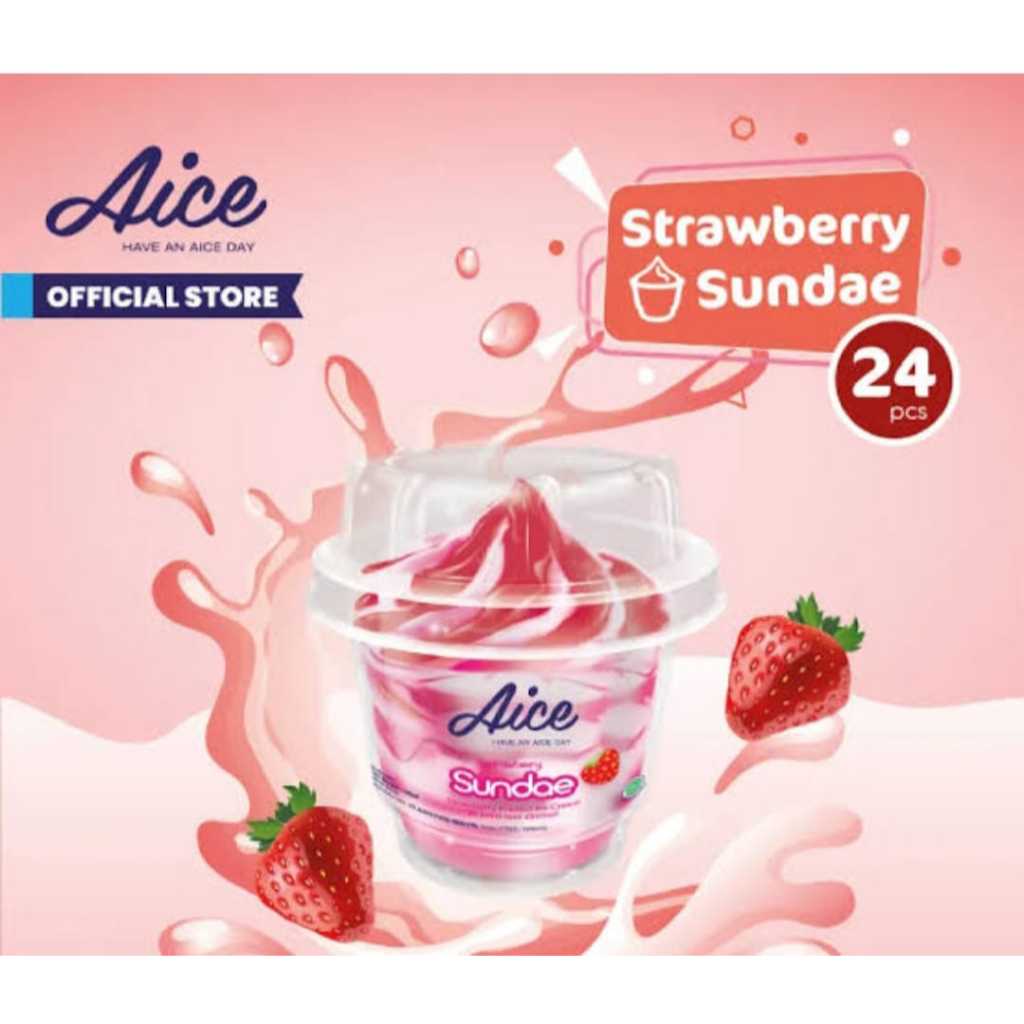 

ICE CREAM AICE SUNDAE STRAWBERRY ISI 24 PCS