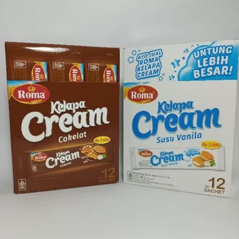 

Roma Kelapa Cream Susu Vanilla / Cokelat (isi 12 pcs)