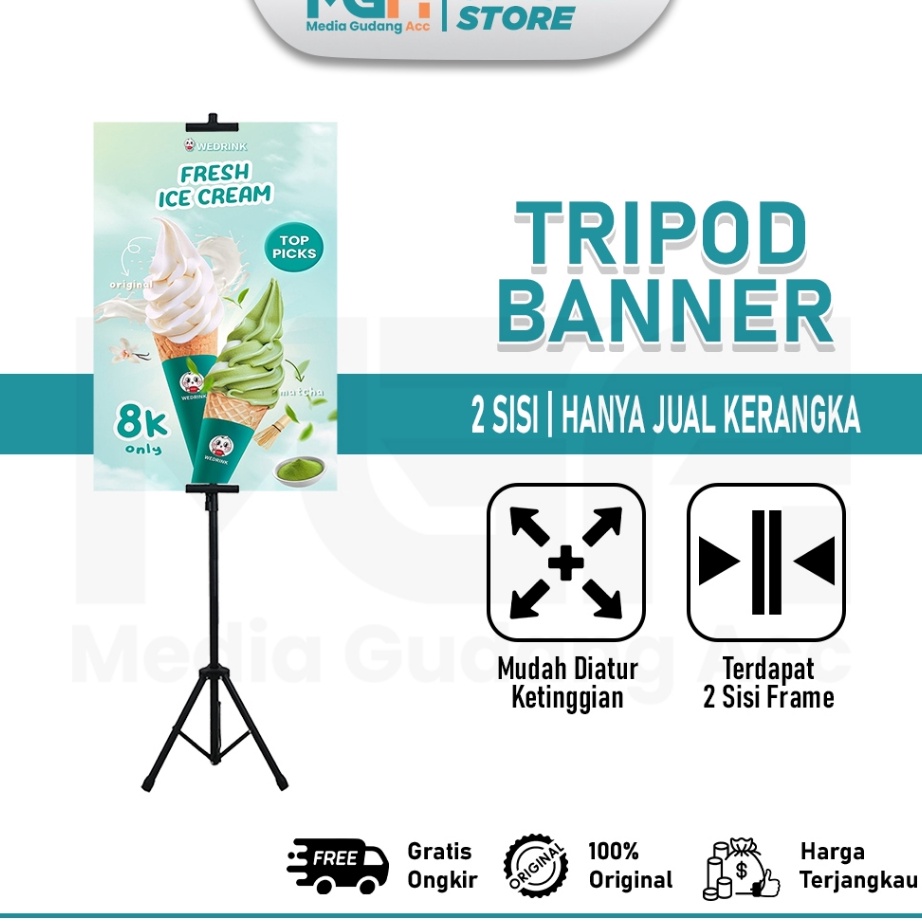 Tripod Banner  Tripod Stand Banner Berdiri  Standing Banner 2 Sisi  Tiang Banner Promosi  Tripod Sta