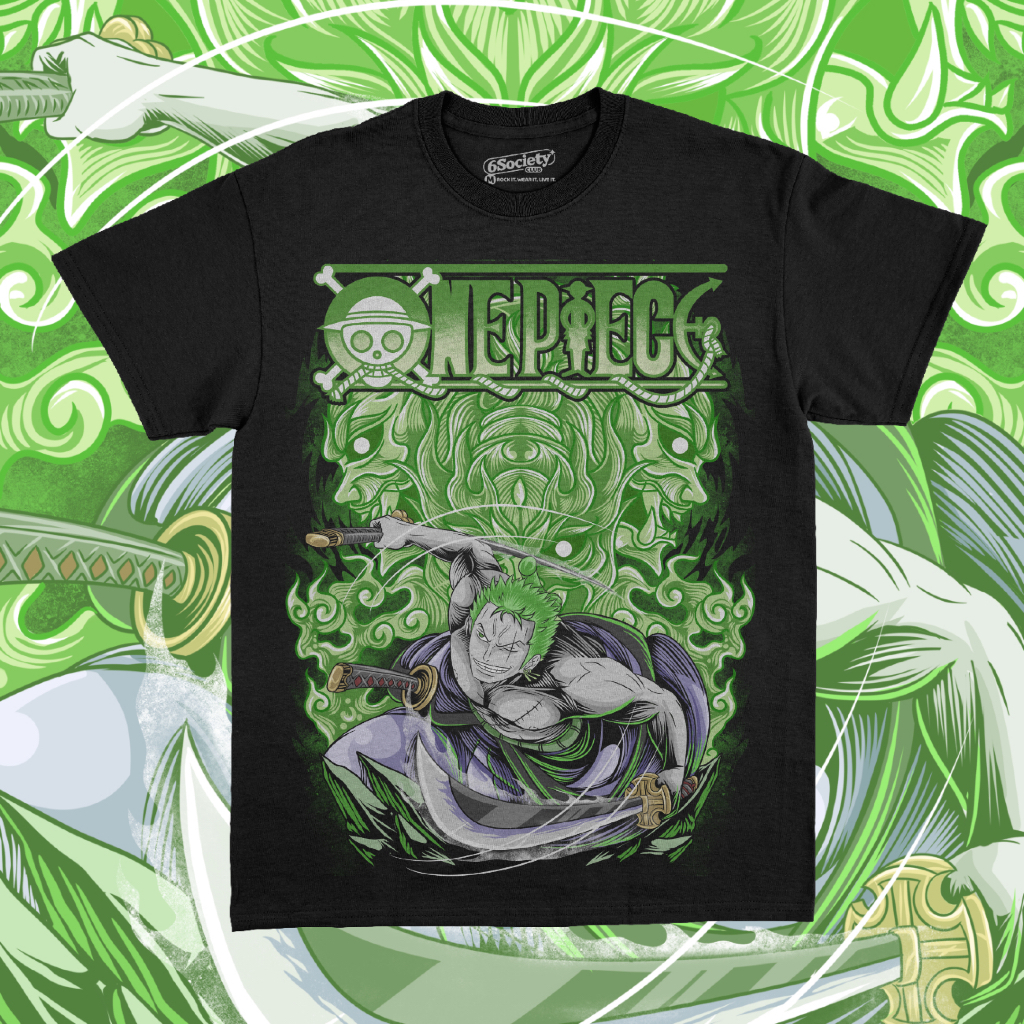 Kaos Anime Oversize Roronoa Zoro One Piece – Baju Distro Pria / Unisex Premium Cotton Combed 20s