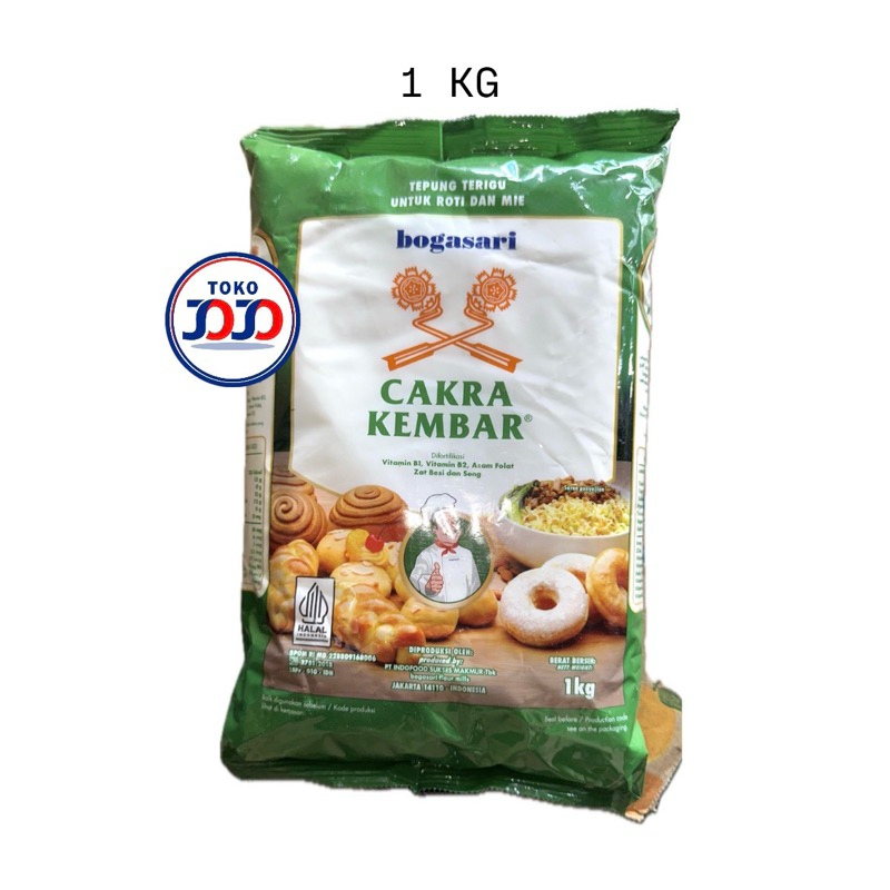 

Tepung Terigu Cakra Kembar Bogasari 1 Kg - Tepung Terigu untuk Roti, Mie