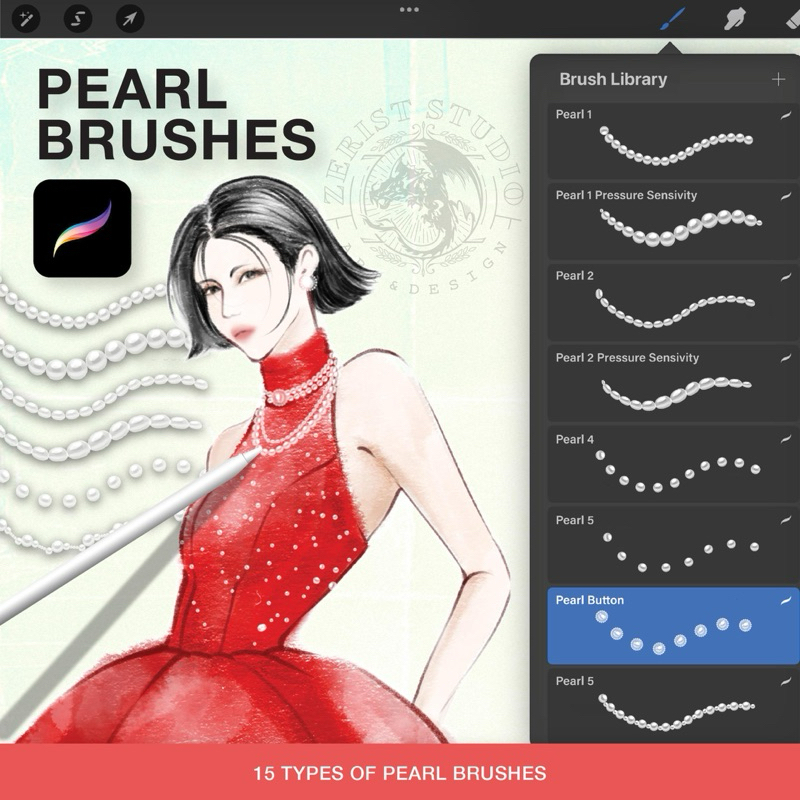 

Pearl Brushes original ZERIST STUDIO untuk iPad – 15 Jenis Kuas Mutiara