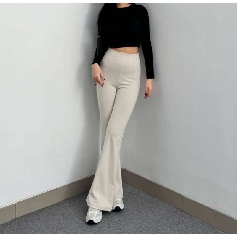 Celana Flare Pants Highwaist Cutbray / Flare pants Highwaist Cutbray Scuba / Flare Pants Cutbray Scu