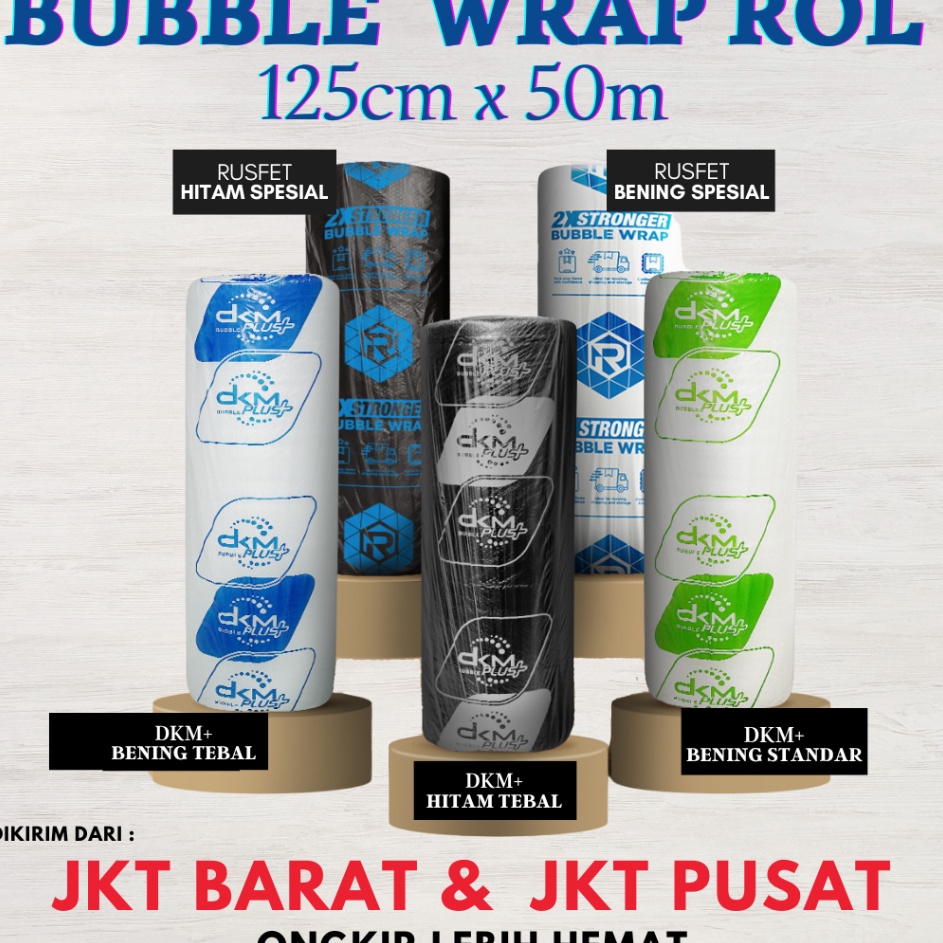 

BUBBLE WRAP ROLL DKM RUSFET BENING HITAM 125CM X 5M