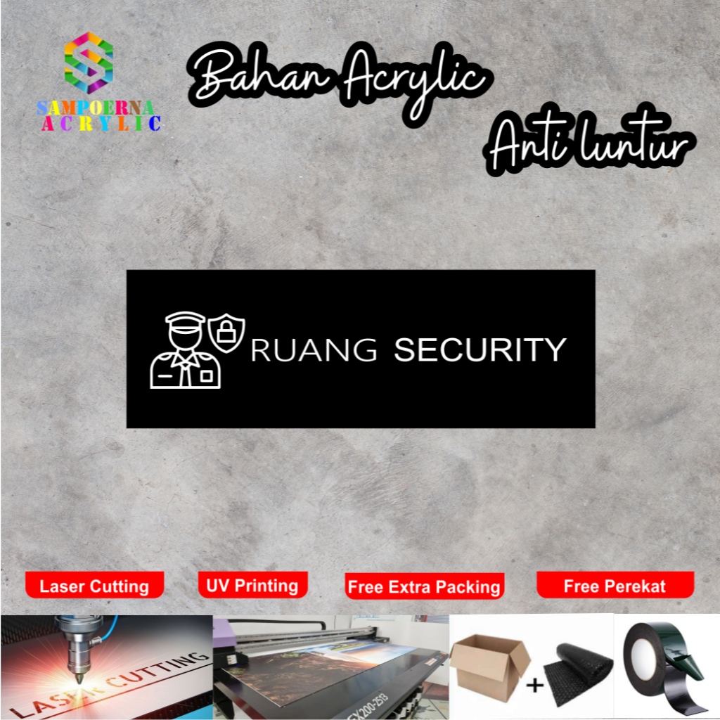 

Sign Akrilik Ruang Security UV Print Modern Label Sign