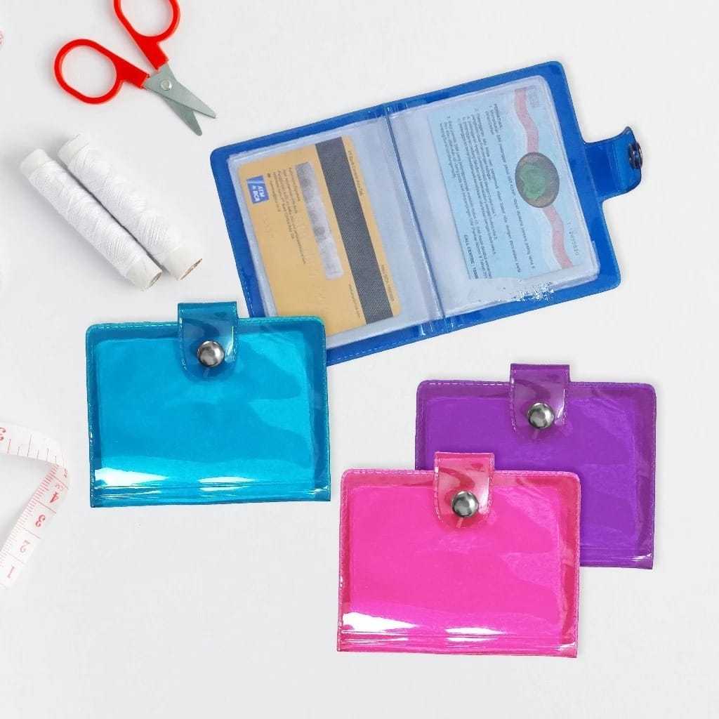 Dompet Kartu Kancing / Dompet Mini Transparan / Dompet Album Logam dan Kartu / Dompet Wanita / Tempa