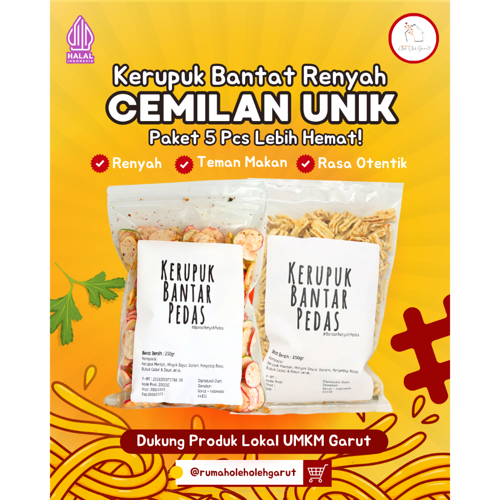 

Kerupuk Bantat Renyah Pedas / Kerupuk Seblak Bantet / Kerupuk Bawang Bantat Khas Garut / Jajanan Viral
