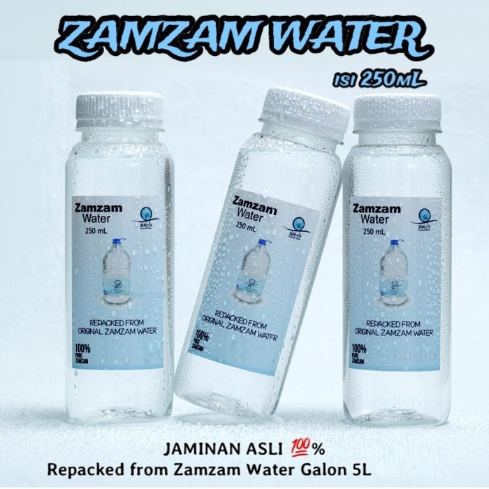 

AIR ZAMZAM 250mL ASLI ORIGINAL 100% zam-zam mineral water moya mai gift oleh haji umroh botol kecil