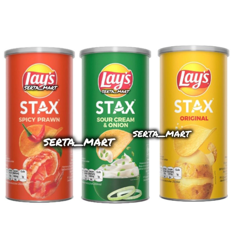 

Lays Stax Keripik Kentang Spicy Prawn / Sour Cream 70gr - Lay's STAX