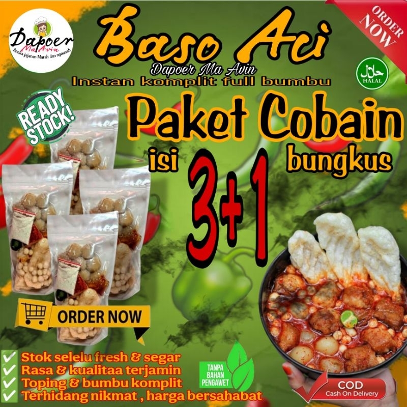 

4 Bungku Baso Aci [Paket Cobain] Instan Khas Bandung Komplit Full Bumbu Pedas / Bakso olahan / Baci Kuah / Boci Homemade - Makanan Cemilan Viral