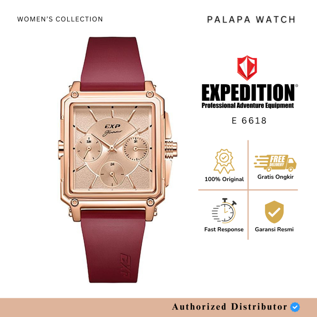 Jam Tangan Wanita Expedition EXP 6618 / E 6618 / E6618 Rubber Original