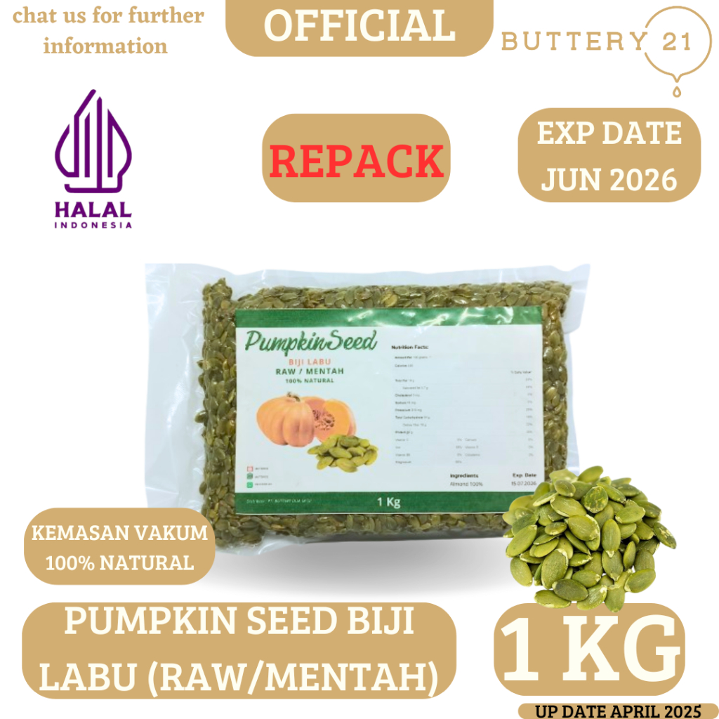 

PUMPKIN SEED BIJI LABU HIJAU 1 KG/BIJI LABU MENTAH/PUMPKIN SEEDS