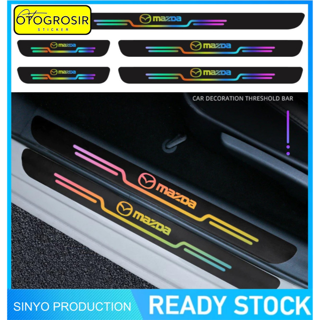 5Pcs Mazda Stiker Pelindung Sill Plate laser Sticker Pintu Mobil Mazda cx2 cx3 cx5 All Mazda