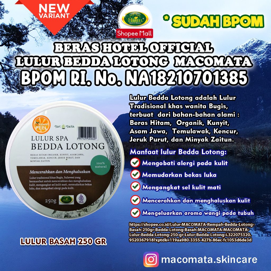 Lulur MACOMATA Rempah Bedda Lotong Basah 250gr - Bedda Lotong Basah MACOMATA - MACOMATA Lulur Bedda 