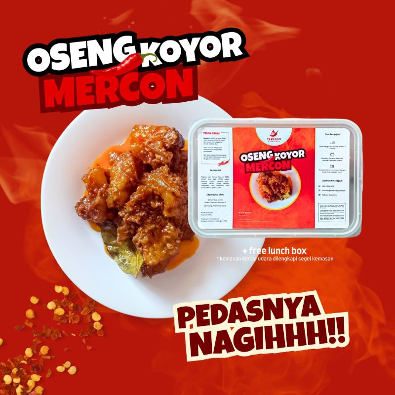 

Oseng Mercon Koyor | Pedesan Oseng Koyor Daging Mercon Berat Bersih 200 Gram (Free Lunch Box)