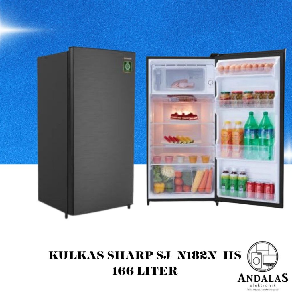 KULKAS 1 PINTU SHARP 166 LITER SJ-N182N-HS 182N HS / KULKAS 1 PINTU SHARP SJ N 182 N HS RAK KACA TIN