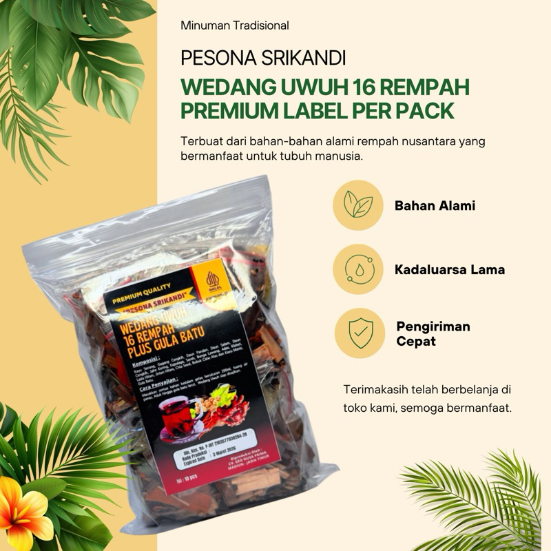 

Grosir Wedang Uwuh 16 Rempah Premium 30 gram Label Per Pack