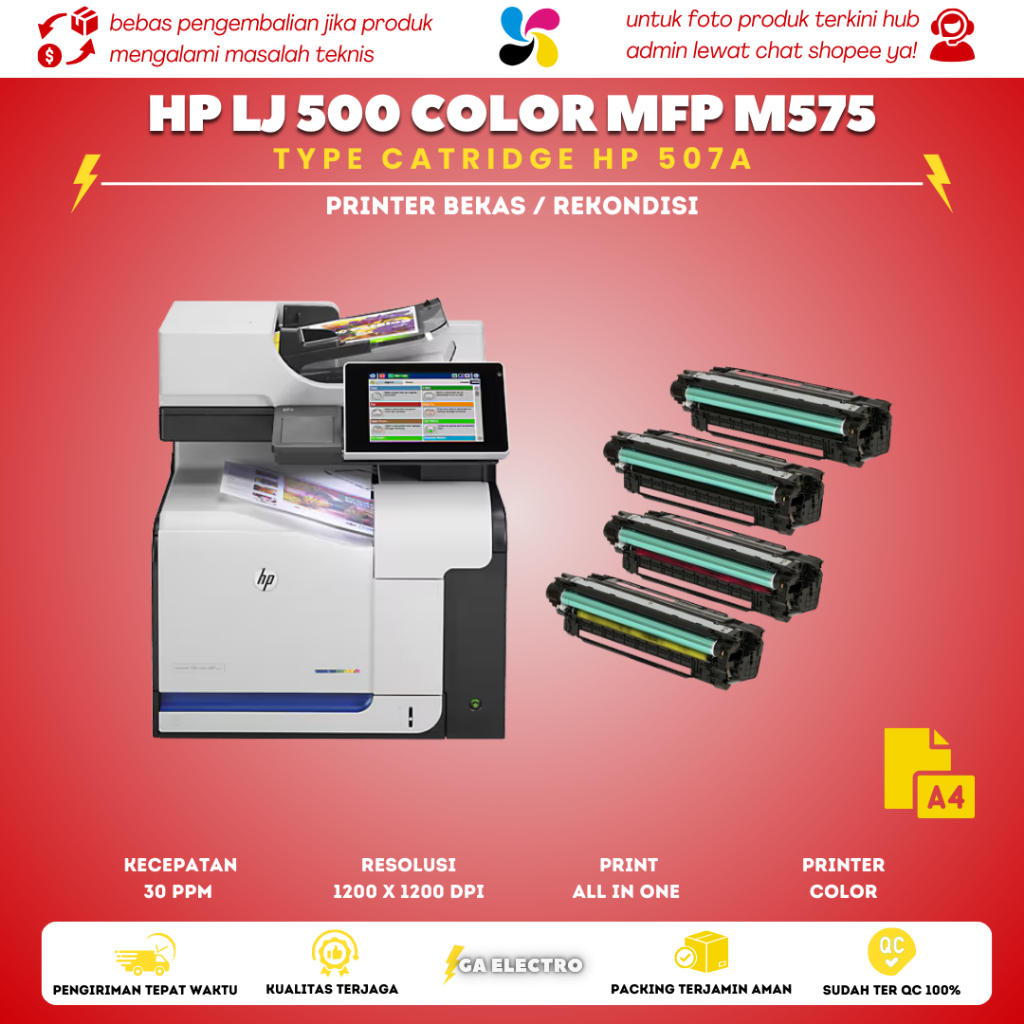 Printer HP LaserJet 500 MFP M575 printer warna scan copy dan print cocok buat stiker foto dan undang
