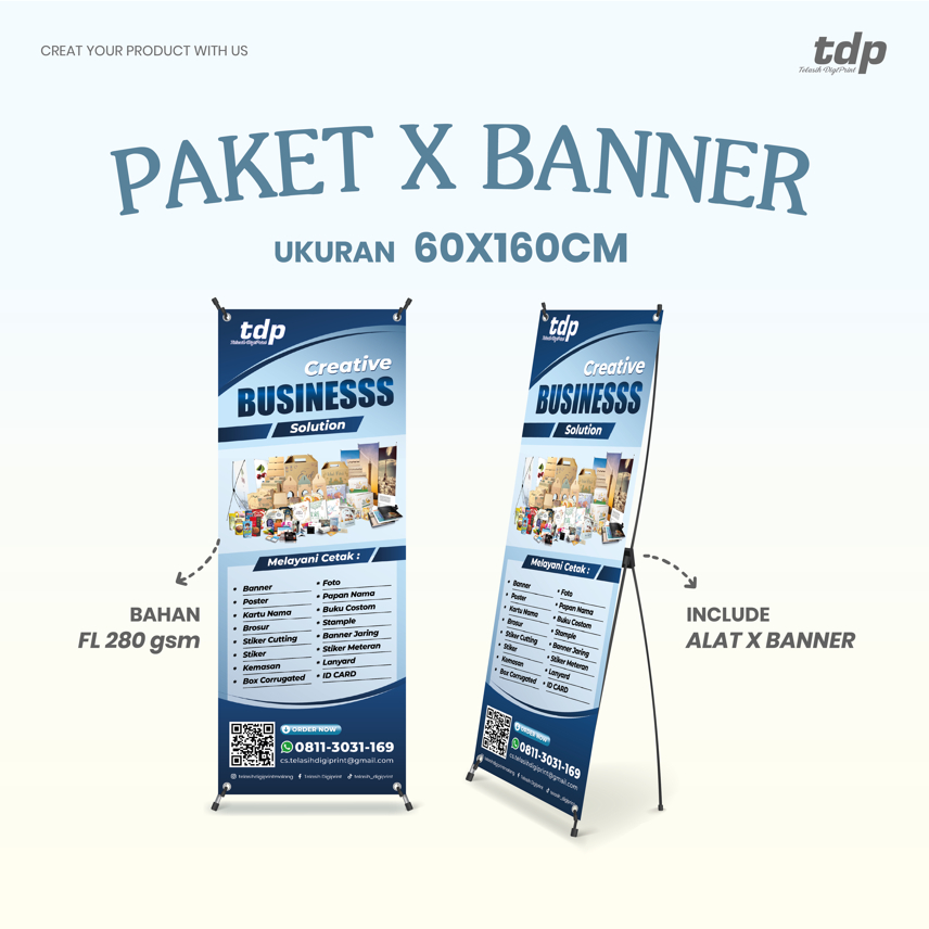 X Banner 60 x 160 cm MURAH alat besi tebal | X Banner custom | X Banner MURAH