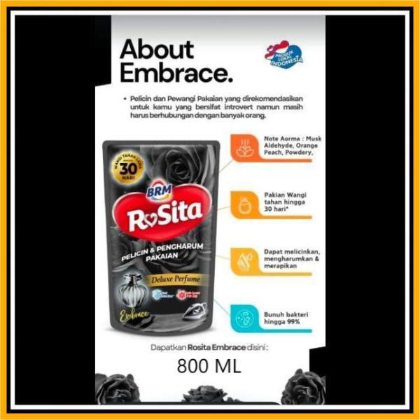 Promo BRM Rosita Pewangi Mawar Loundry Pelicin dan Pengharum Pakaian Refill 800 ml