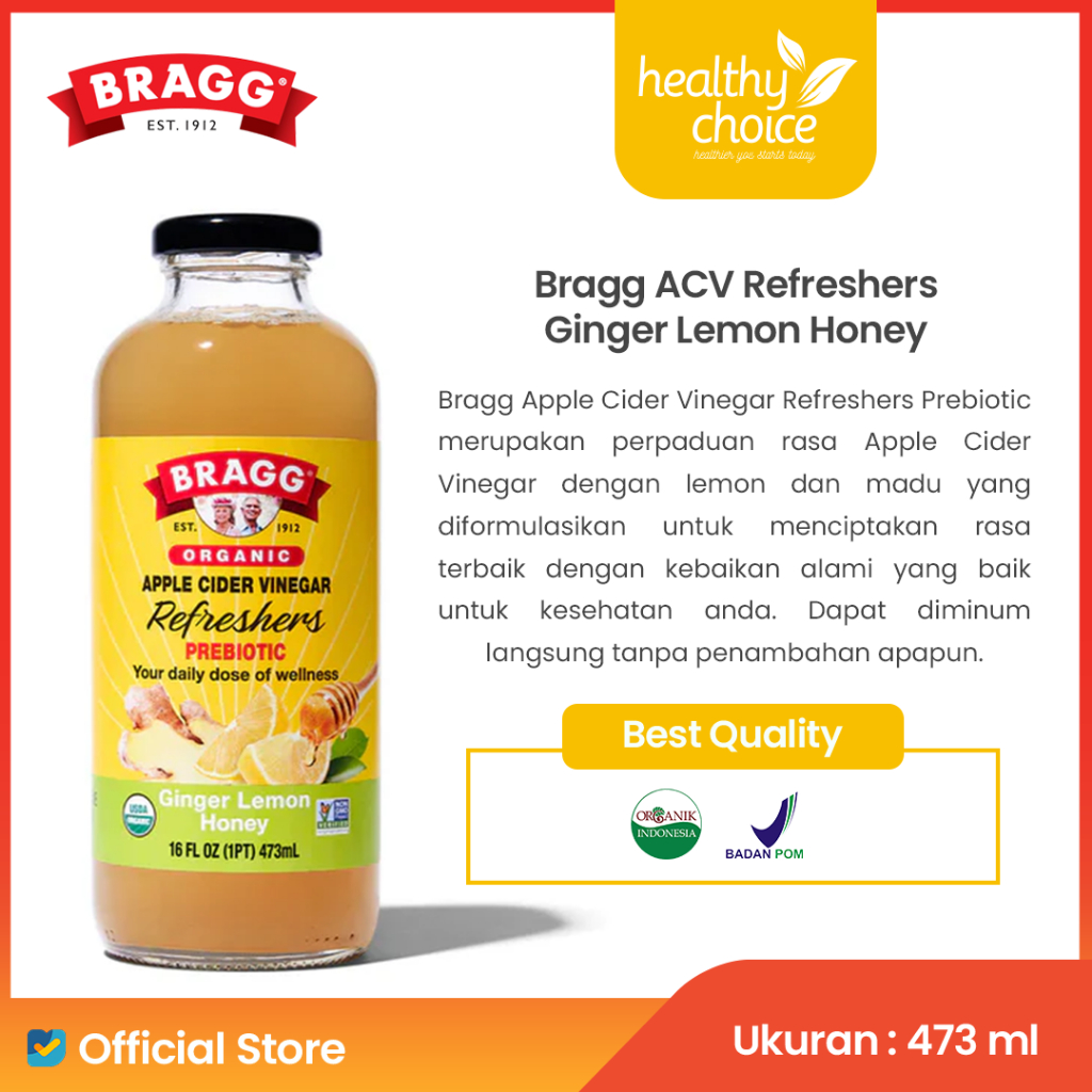 

NO_MORE BRAGG Organic Refreshers ACV Jahe Lemon Madu 473ml (Ready to Drink)