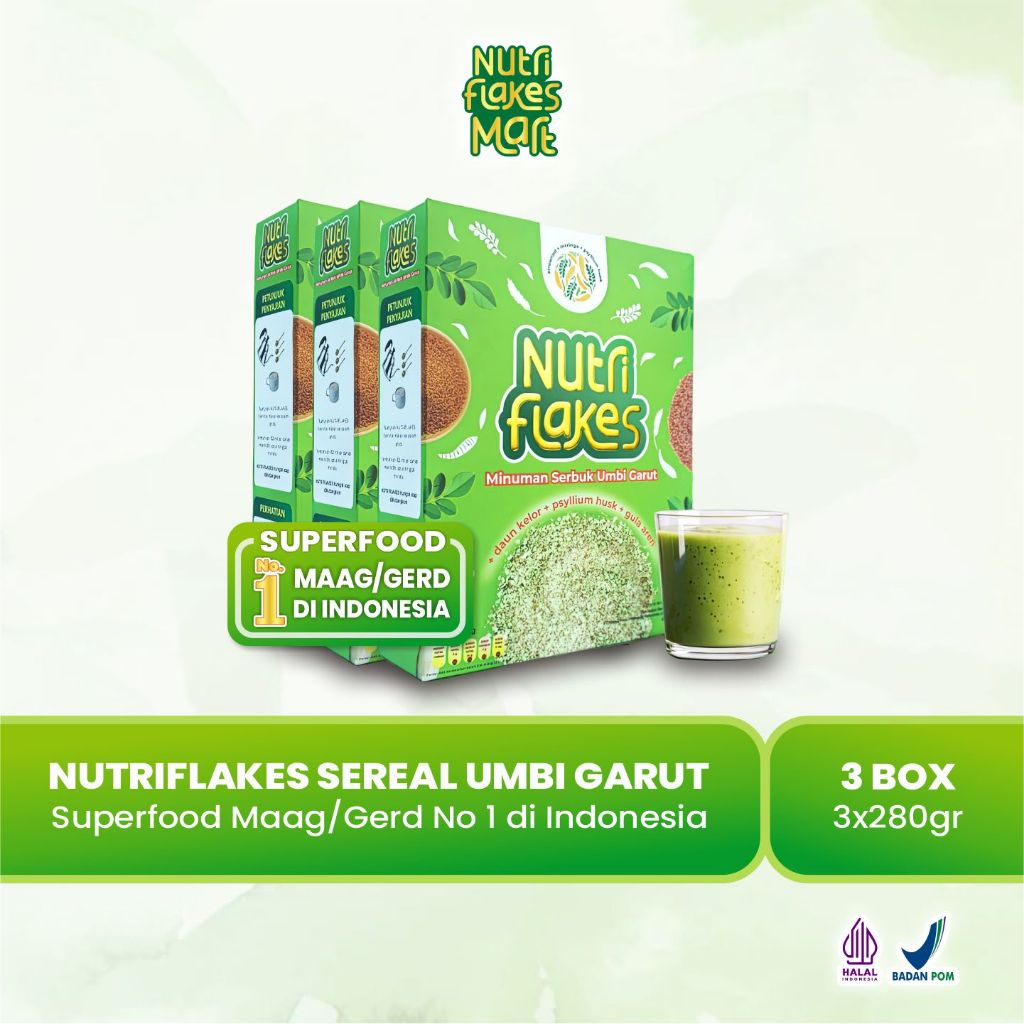 

Paket 3 Box Nutriflakes Sereal Umbi Garut Asam Lambung - Ampuh Mengatasi Masalah Lambung