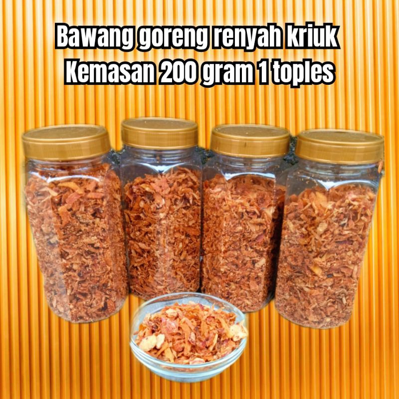

5 Toples berat 1 kg bawang goreng kemasan 1 toples 200 gr bawang goreng siap santap