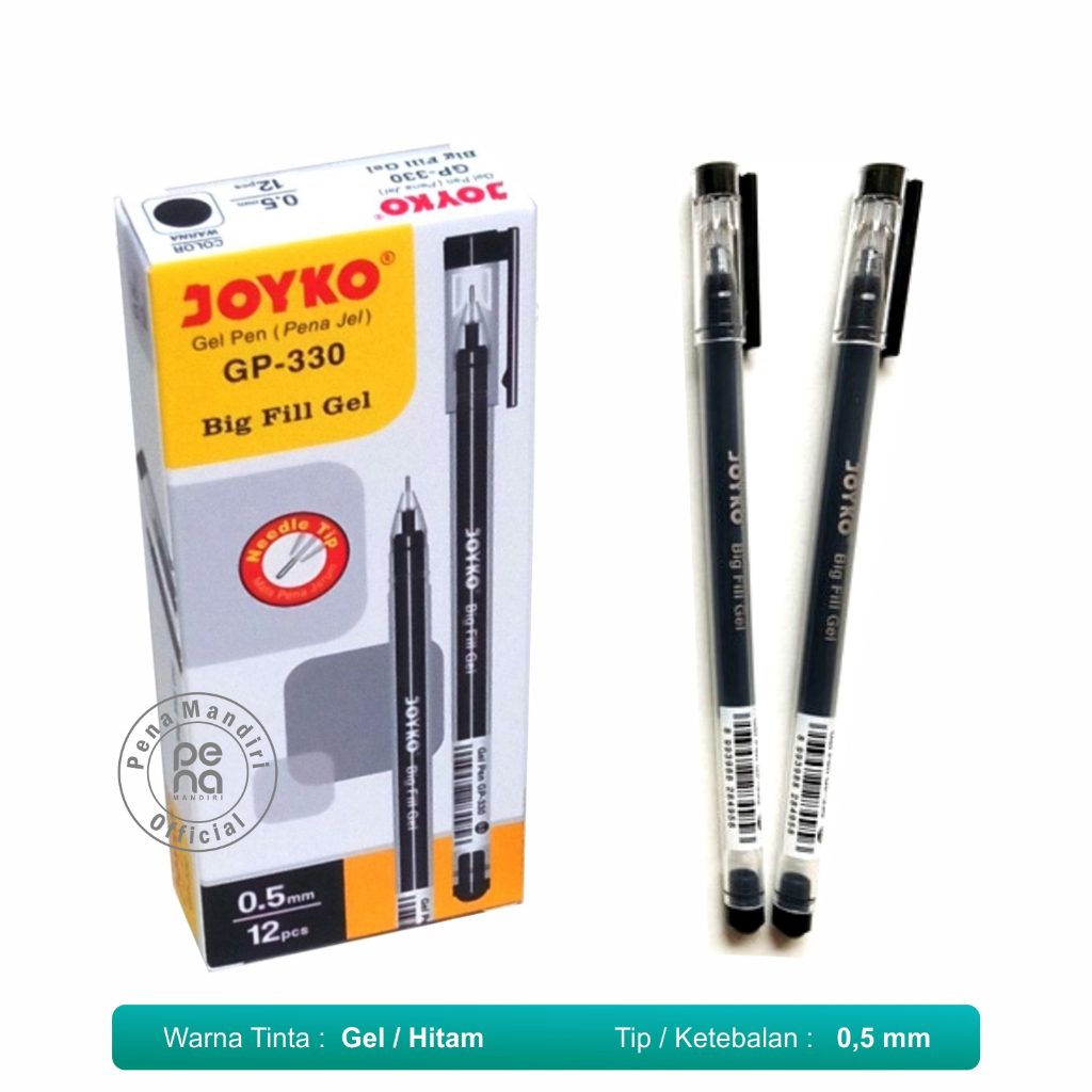 Pulpen JOYKO GP-330 | Pulpen Gel  | Gel Pen ink | Pena Gel | Pulpen Hitam (1 Pack)