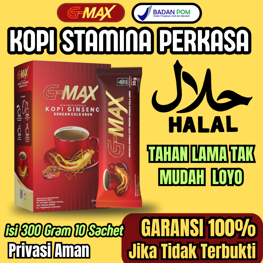 

KOPI GMAX - KOPI EXTRA GINSENG PENAMBAH STAMINA PRIA TAHAN LEBIH LAMA ORIGINAL BPOM